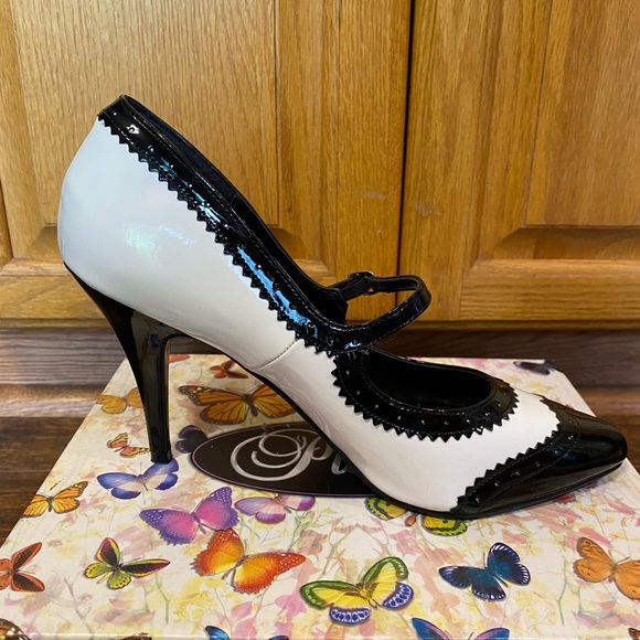 PLEASER MARY JANE SPATS PINUP RETRO VINTAGE BONNIE CLYDE HEELS SIZE 9 - Picture 8 of 17